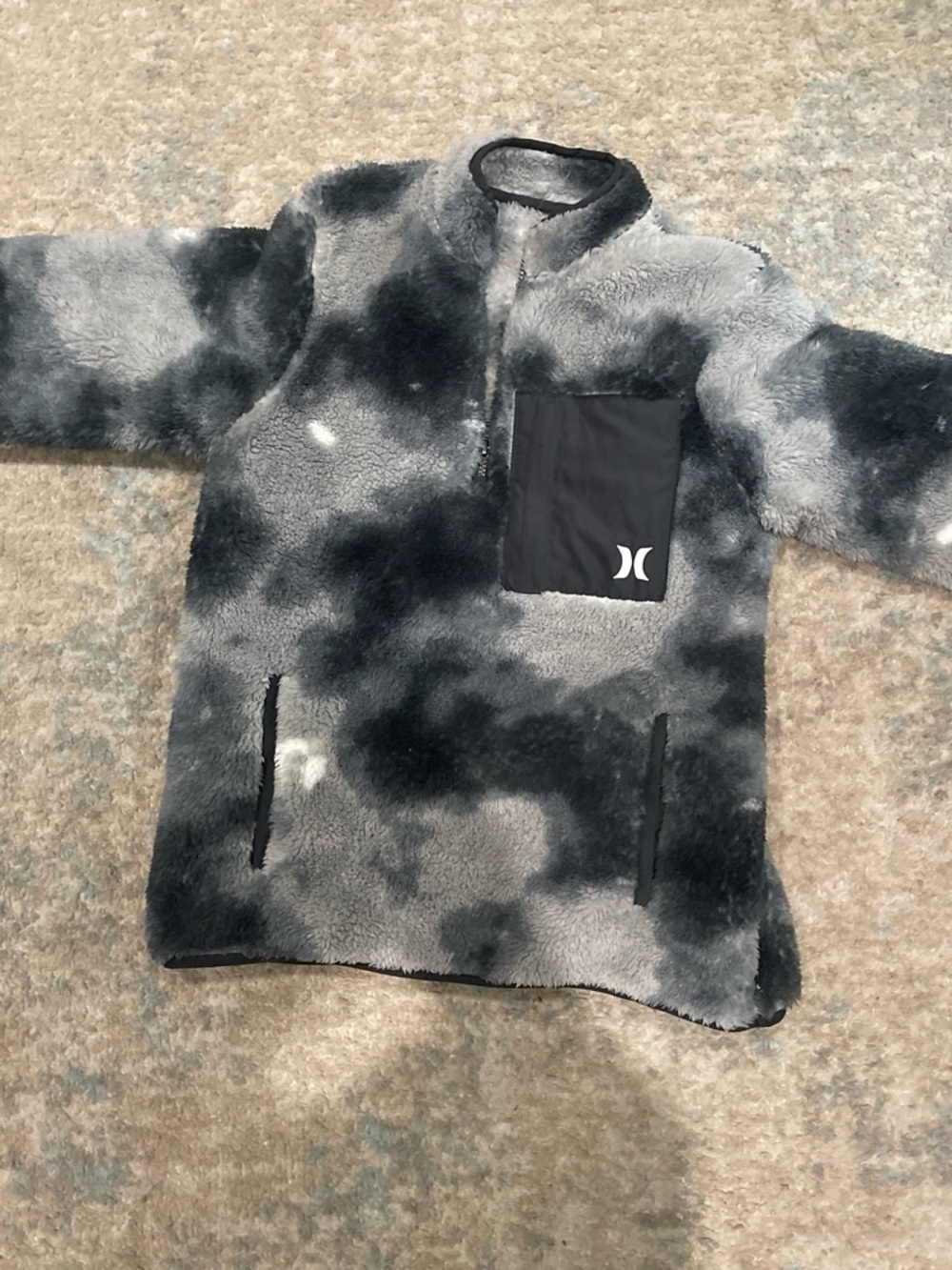 Hurley Kids Black & Gray Tie-Dye Sherpa Pullover